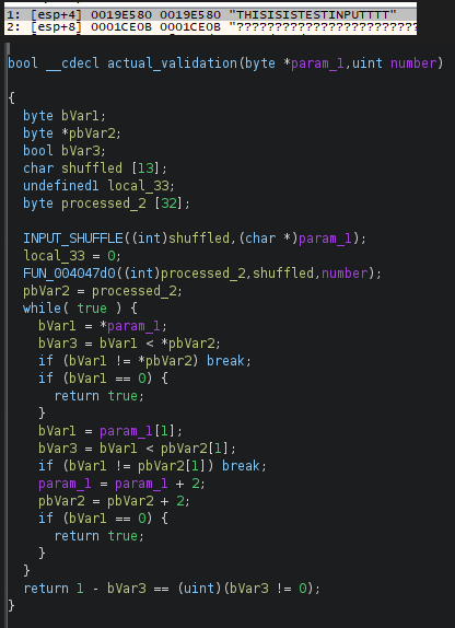 Actual validating function