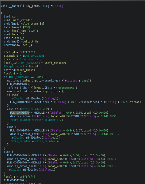 Initial function where key validation is done