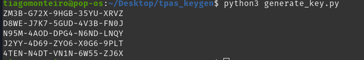 Generated keys